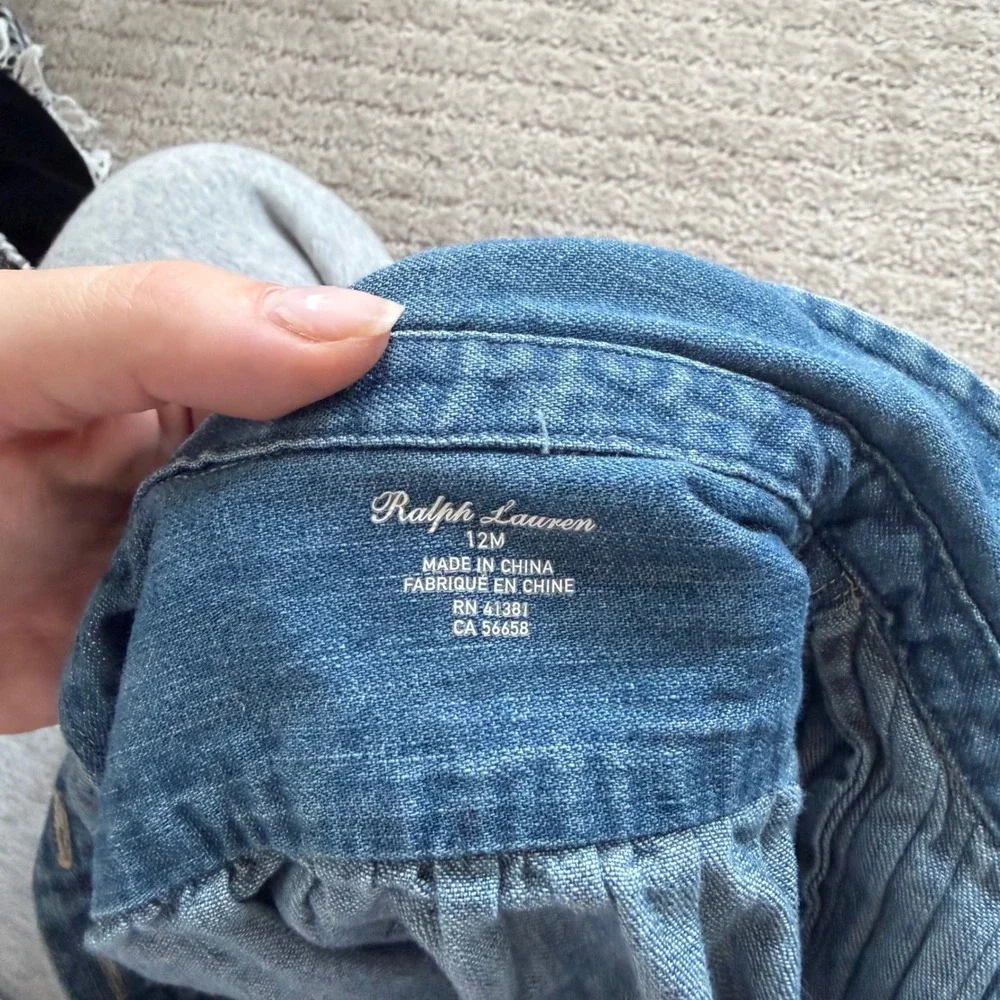 Ralph Lauren Chambray Pleated Coveralls Size 12 Months